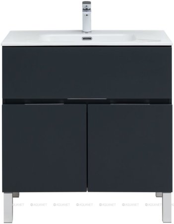 Тумба с раковиной Aquanet Алвита New 80 1 ящик, 2 дверцы, антрацит 