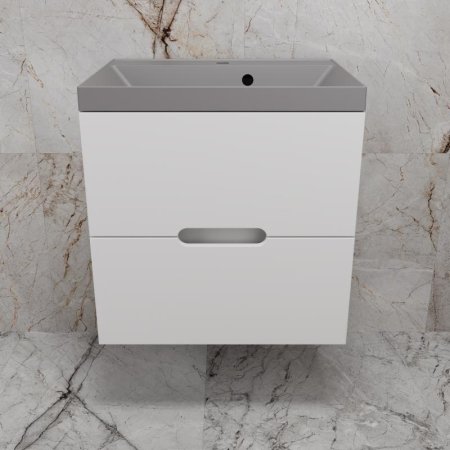 Тумба подвесная Style Line "Матис 60" под ASTI 60 (2 ящика), Белый матовый, ЭМАЛЬ 