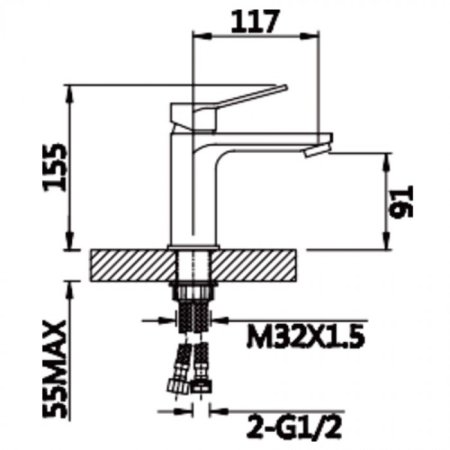 Cмеситель для раковины ViEiR V053511 Хром 