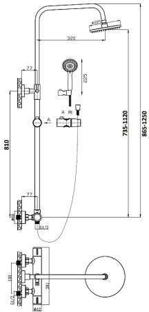 Душевая система Orange T02S3-912b Черный 