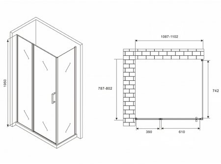 Душевой уголок Abber Sonnenstrand 110х80 AG04110MS-S80M профиль Хром стекло матовое 