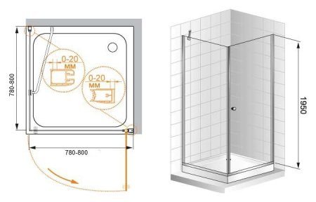 Душевой уголок Cezares Elena A1 80 P Cr L 