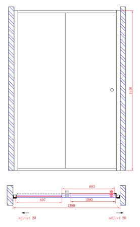 Душевая дверь в нишу Cezares Anima W BF1 140 C Cr + душевой трап 