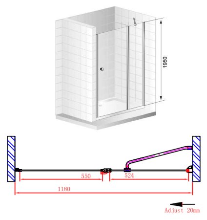Душевая дверь в нишу Cezares Elena B12 120 P Cr R 