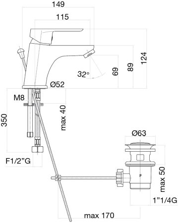 Смеситель для раковины Fiore KEVON CHIC 81BX8120, хром/черный 