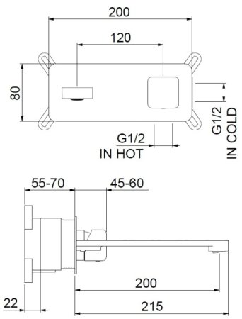 Смеситель для раковины Webert ONE-X OX830606015, хром/сталь 