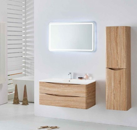 Мебель для ванной Vincea Roberta 1000 подвесная, 2 ящика, W.Oak (белая раковина) 