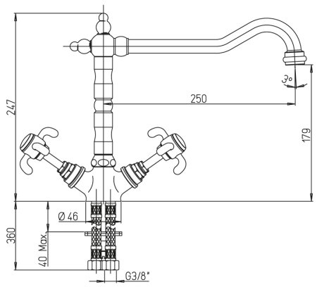 Смеситель для кухни Paini Ornellaia 87CR570BKM Хром 