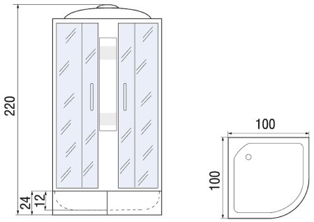 Душевая кабина River Nara Light XL 100x100 МТ 10000006219 без гидромассажа 