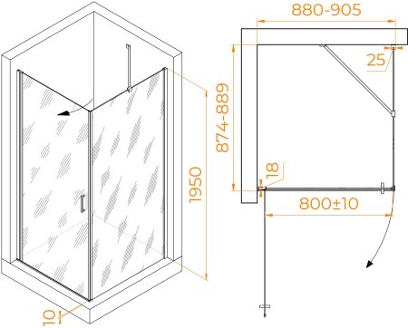 Душевой уголок RGW LE-034 (LE-003 + Z-14) 900x900 