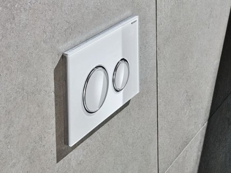 Кнопка смыва Geberit Sigma 21 115.884.SI.1 белое стекло, глянцевый хром 