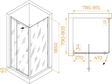 Душевой уголок RGW PA-32 (PA-02 + Z-050-1) 800x800 