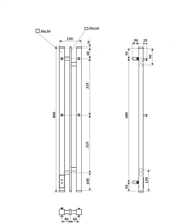 Полотенцесушитель электрический Point Фрея PN20718B П2 100x800 диммер слева, черный 