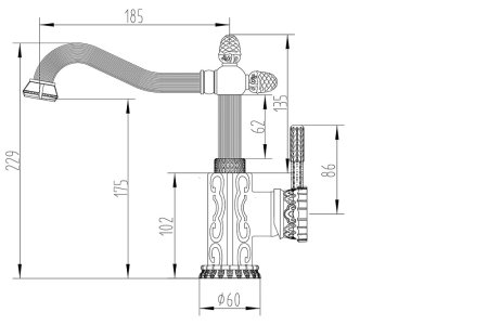 Смеситель Zorg Antic A 125 U-BR для раковины бронза 