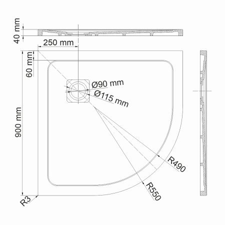 Поддон для душа WasserKRAFT Dinkel 58T 58T01 90x90 см 