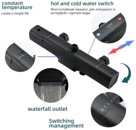 Душевая система Gappo G2495-76 с термостатом Черная матовая 
