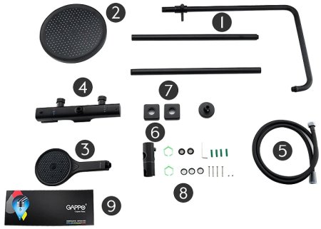 Душевая система Gappo G2495-76 с термостатом Черная матовая 