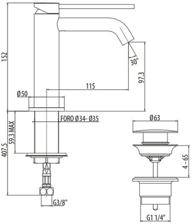 Смеситель для раковины Gattoni Circle Two 9142/91C0 Хром 