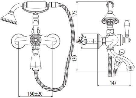 Смеситель для ванны Gattoni Orta 2700/27V0 OLD Бронза 