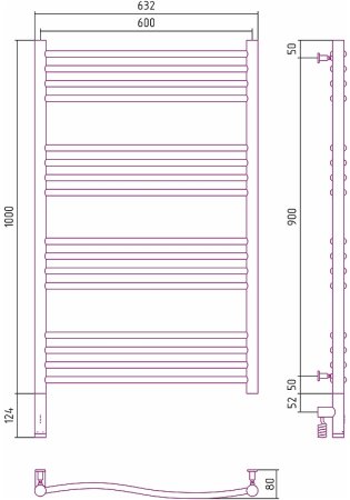 Электрический полотенцесушитель Сунержа Флюид 3.0 1000x600 L 00-5820-1060 Хром 
