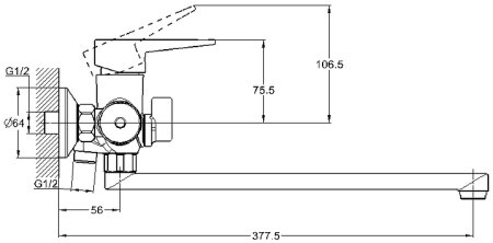 Смеситель для ванны G-Lauf NUD7-A045YB универсальный Черный матовый 