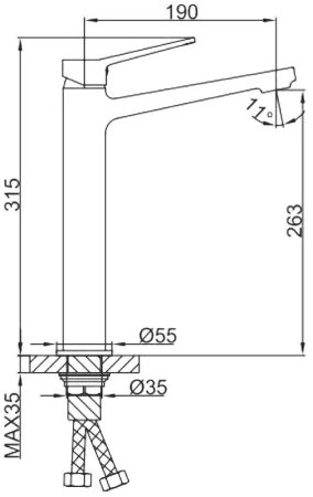 Смеситель для раковины Frap H62-9 F1062-29 Оружейная сталь 