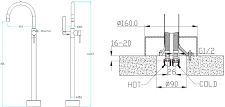 Смеситель для ванны Boheme Uno 469-BR (209) Бронза 