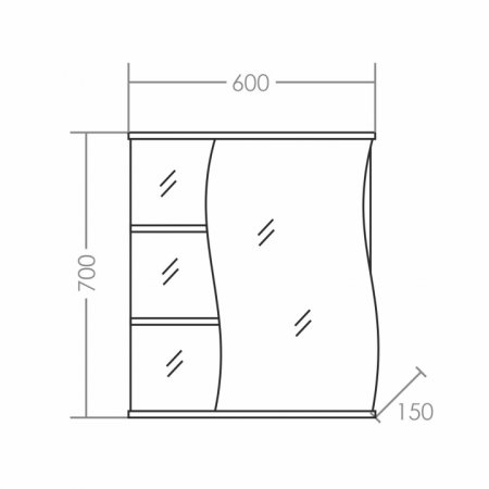 Зеркало-шкаф Санта Волна 60 правый 