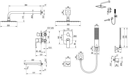 Душевая система Lemark Ursus встраиваемая (LM7222BG) 
