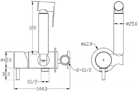 Гигиенический душ со смесителем Boheme Uno 467-CR Хром 