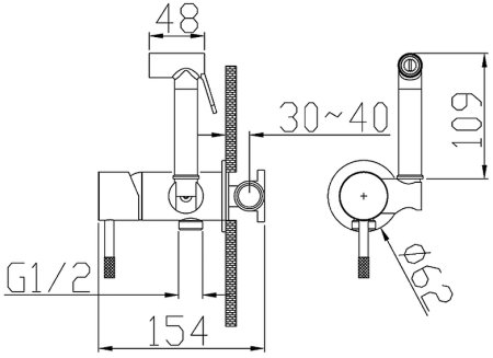 Гигиенический душ со смесителем Boheme Uno 467-CR Хром 