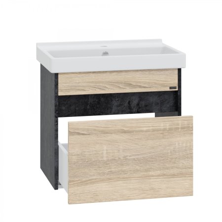 Тумба для ванной СаНта Мира 60 янтарная с умывальником Fest 60 