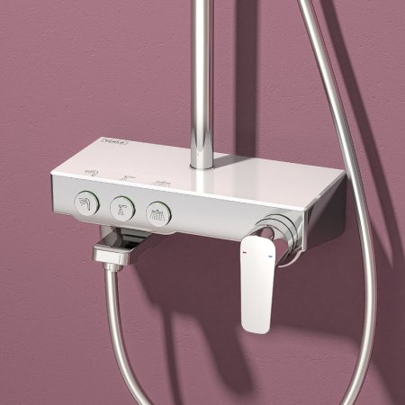 Душевая система Teska Niagara NG3501C с термостатом Хром Белое стекло 