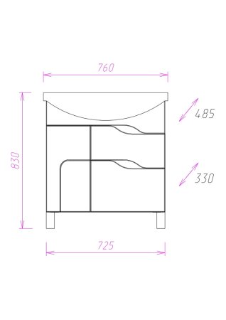 Тумба с раковиной Onika Веронэлла 75.13, белая 