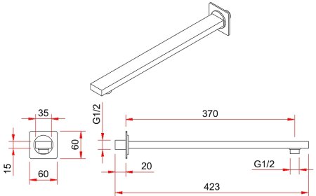 Кронштейн для верхнего душа Berges Ventas S 074007 Хром сильвер 