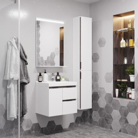 Зеркало Aquaton Рене 60 1A222302NR010 с подсветкой Белое глянцевое 