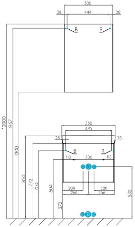 Тумба под раковину Aquaton Асти 55 1A263101AXD70 подвесная Белая глянцевая Ясень шимо 