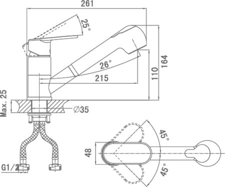 Смеситель для кухонной мойки D&K Speyer Rhein DA1312501 с вытяжной лейкой 