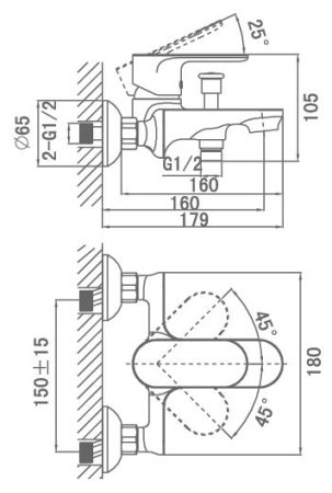 Смеситель D&K Durer Bayern DA1253201 для ванны с душем 