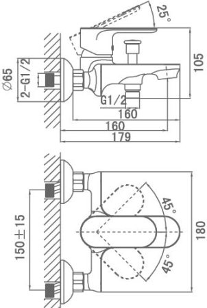 Смеситель D&K Durer Bayern DA1253201 для ванны с душем 