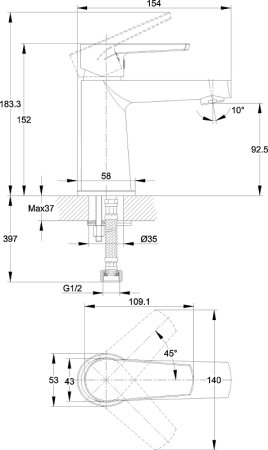 Смеситель для раковины Cersanit Moduo 64094 Хром 