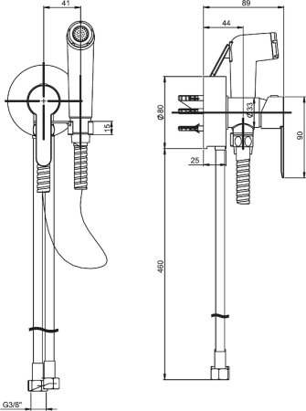 Гигиенический душ со смесителем Paini Aosta 92CR304KM с наружным подключением Хром 