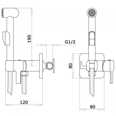 Смеситель встраиваемый с гигиеническим душем GANZER GZ12404 CHROME 