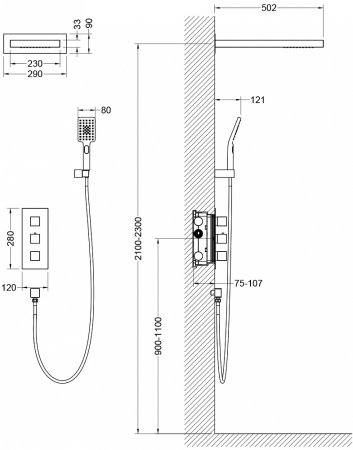 Душевой комплект Timo Petruma SX-5039/00SM с внутренней частью, хром 