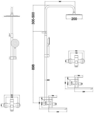 Душевая система Melana Stello F610307 Сатин 