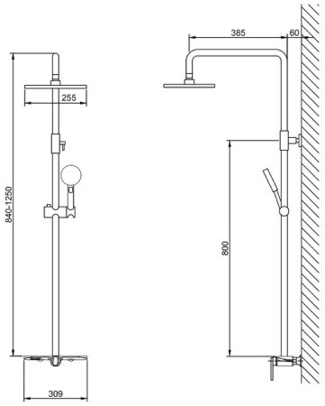 Душевая система Bronze de Luxe Icon 80112CB Черная матовая 