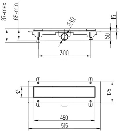 Душевой лоток Paini Klasik 450 CH450KN с решеткой под плитку 