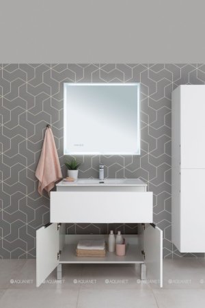 Тумба с раковиной Aquanet Алвита New 80 1 ящик, 2 дверцы, белый матовый 