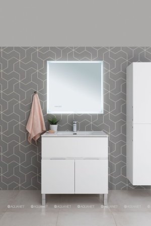 Тумба с раковиной Aquanet Алвита New 80 1 ящик, 2 дверцы, белый матовый 