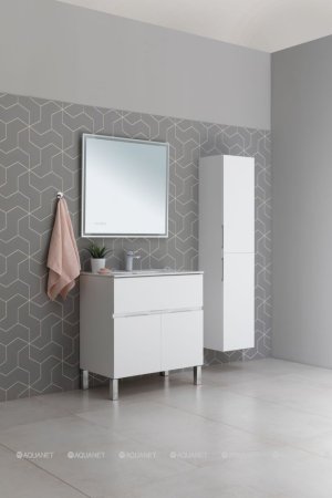 Тумба с раковиной Aquanet Алвита New 80 1 ящик, 2 дверцы, белый матовый 
